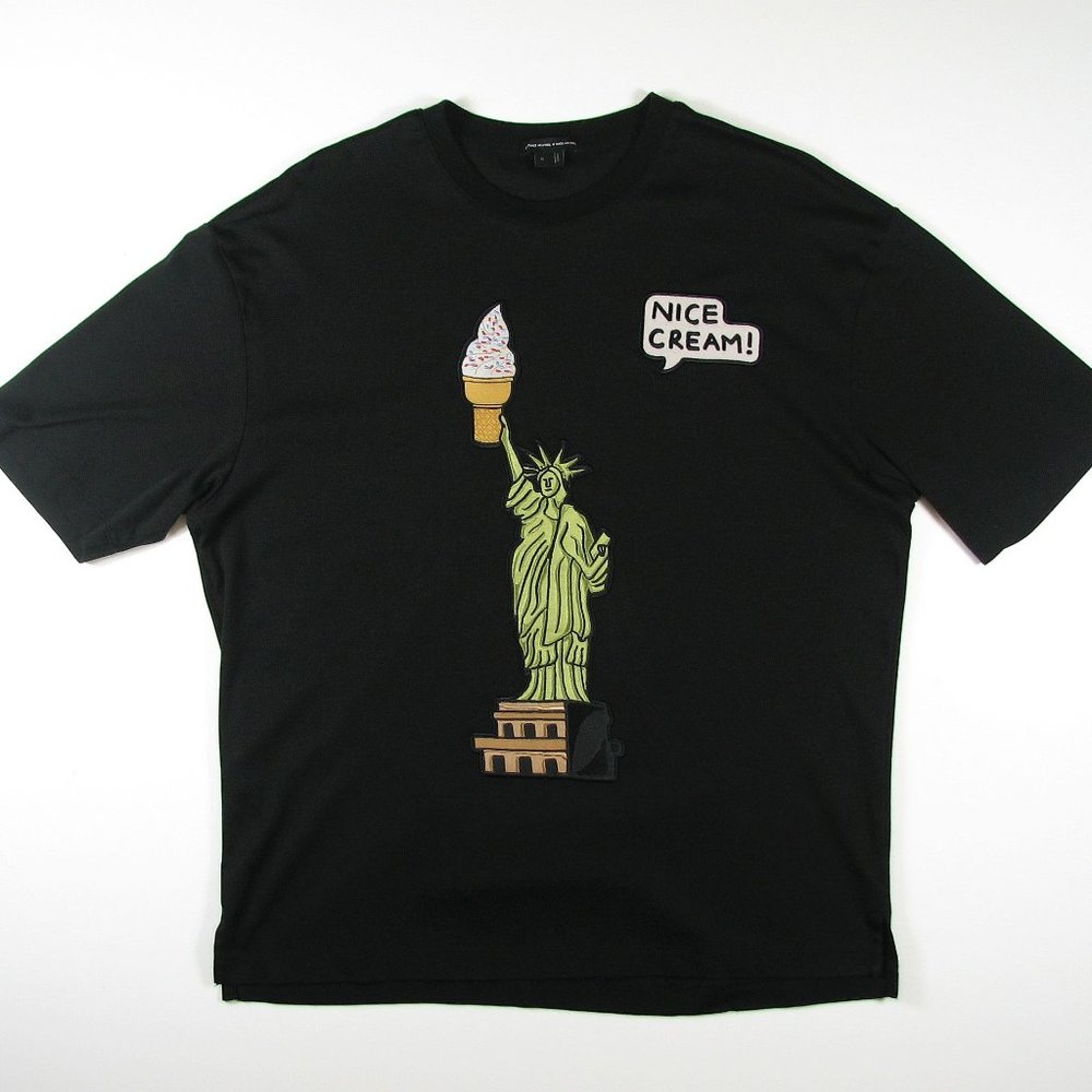 JILL STUART X ANGELICA HICKS Mens Medium Black NICE CREAM! NYC T-Shirt